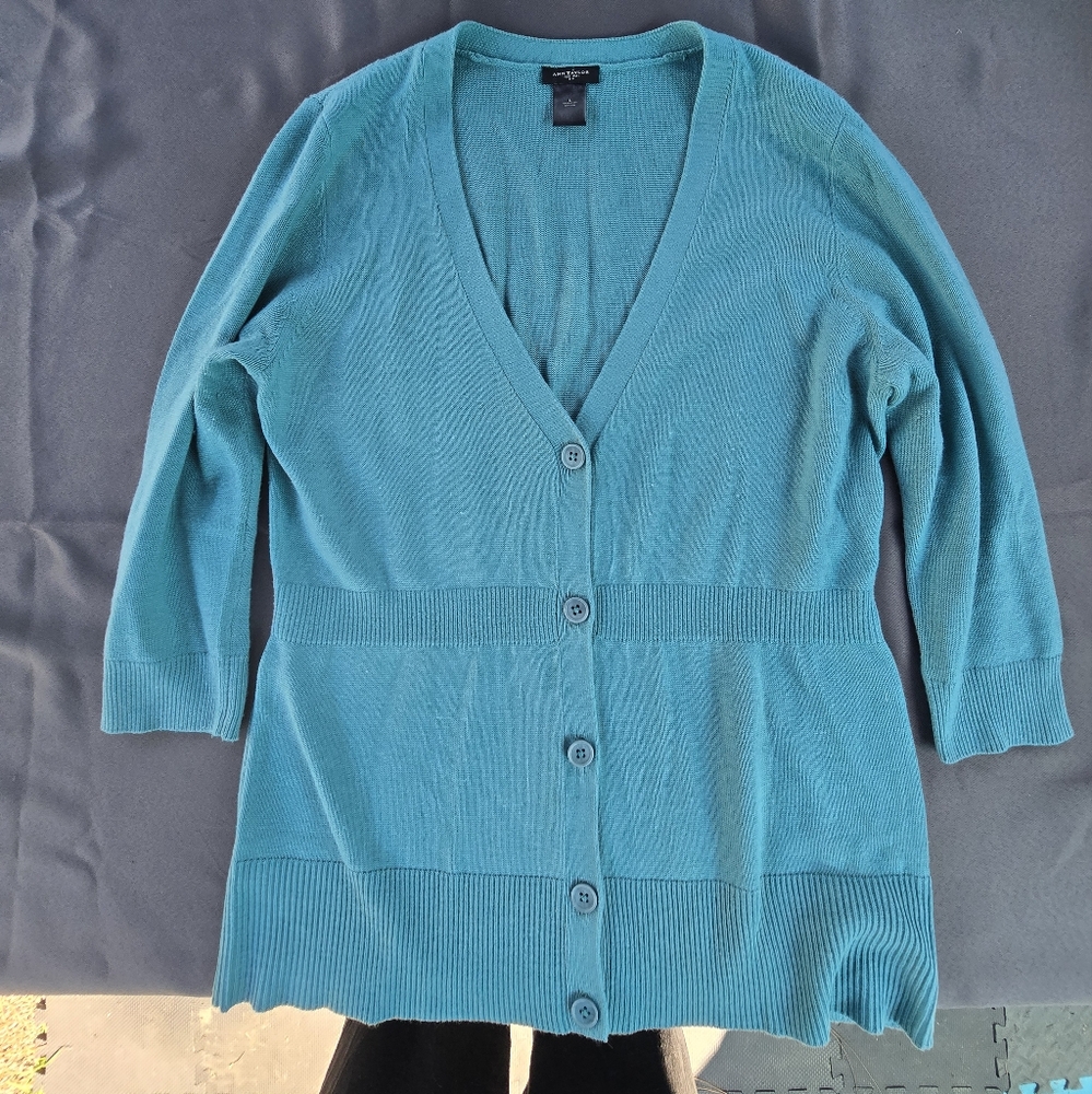 Ann Taylor Teal Women's Cardigan A-38